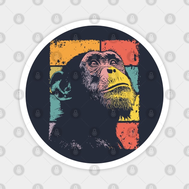 Retro Jungle Chimp Cool Pop Art Animal Magnet by TuncGK